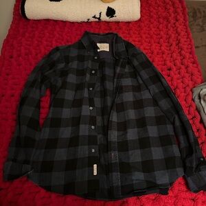Men's Black and Blue Checkered Shirt